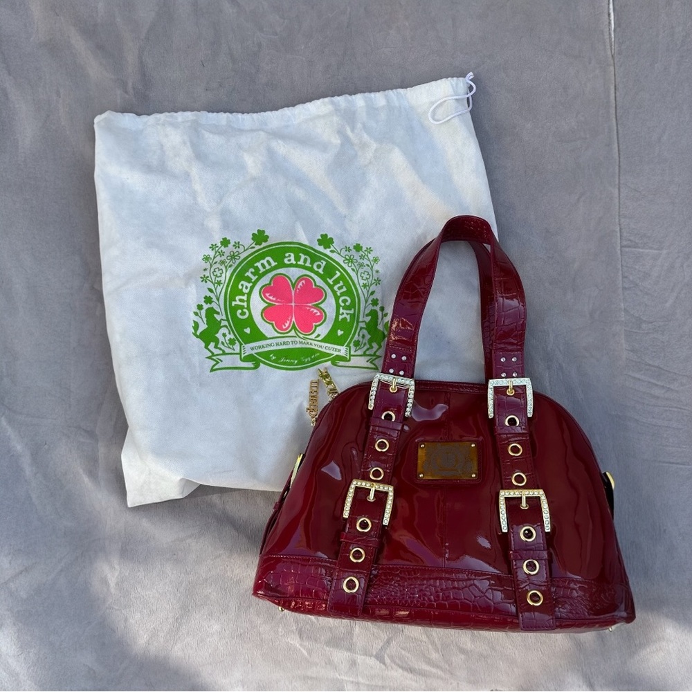 Charm and Luck Burgundy Patent Satchel